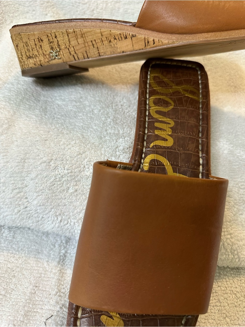 Sam Edelman Brown Leather Slide Sandals - Picture 4 of 6